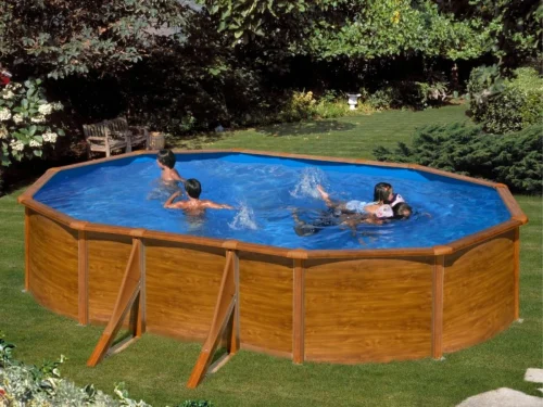 Piscina desmontable de Gre Sicilia ovalada imitación madera