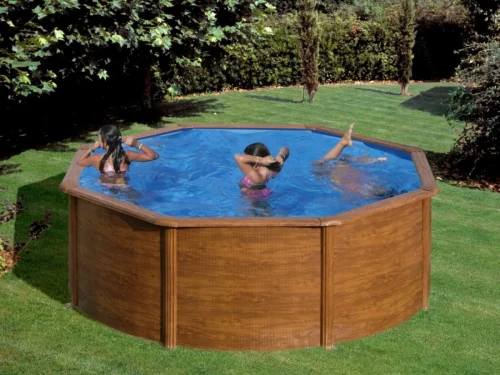 Piscina desmontable de Gre Sicilia redonda imitación madera