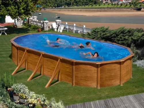 Piscina desmontable de Gre Pacific ovalada imitación madera
