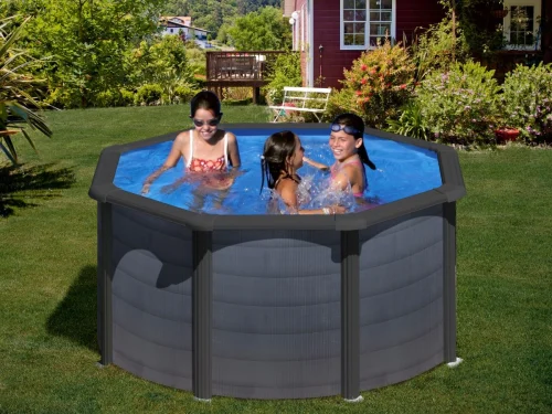 Piscina desmontable de Gre Kea redonda imitación grafito