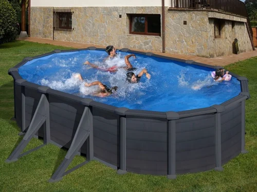 Piscina desmontable de Gre Granada ovalada imitación grafito