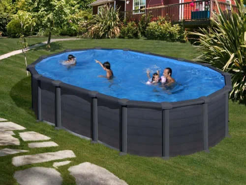 Piscina desmontable de Gre Capri ovalada imitación grafito