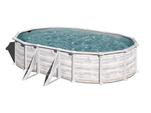 Piscina de acero Gre STARPOOL ovalada 132 cm imitación nórdica con postes