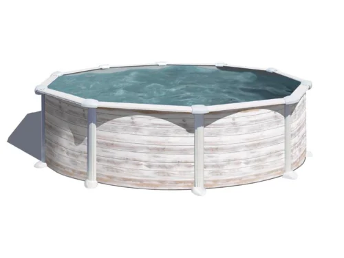 Piscina de acero Gre STARPOOL redonda 132 cm imitación nórdica