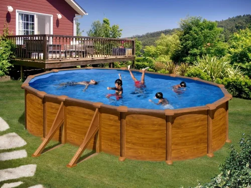 Piscina desmontable de Gre Mauritius ovalada imitación madera