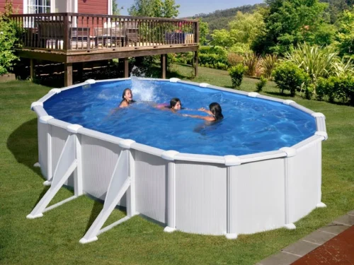 Piscina de acero Gre STARPOOL ovalada 132 cm blanca con postes