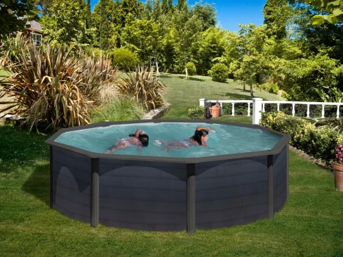 Piscina de acero Gre STARPOOL redonda 120 cm imitación grafito