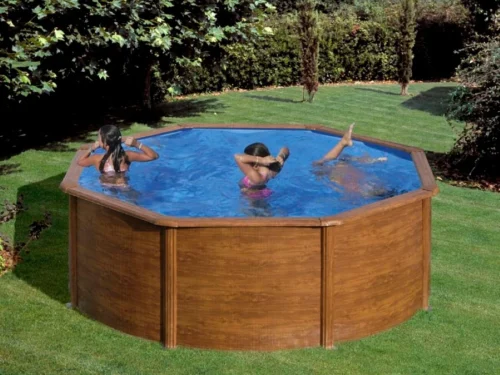 Piscina de acero Gre STARPOOL redonda 120 cm imitación madera