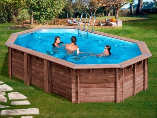 Piscina de madera Gre Sunbay Macadamia ovalada