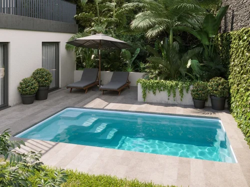 Piscina de Poliéster "EUROPA" Modelo SKY 4 - Medidas: 4.18 x 2.38 m / Prof. 1.40 m