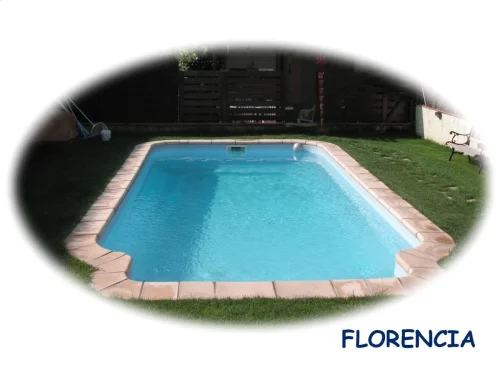 Piscina de Poliéster "EUROPA" Modelo NEPTUNE (FLORENCIA) - Medidas: 7.24 x 3.45 / Prof. 1.00/1.75 m
