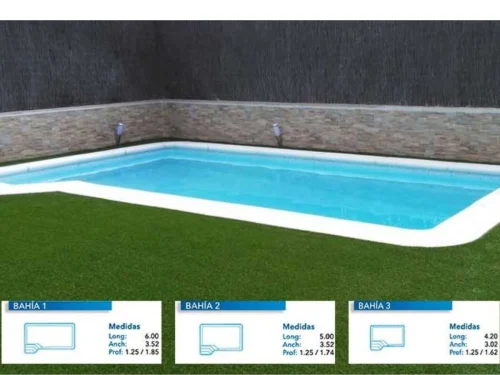 Piscina de Poliéster "COINPOL" Modelo BAHIA 1 - Medidas 6.00 x 3.52 m / Prof. 1.25/1.85 m