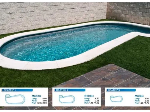 Piscina de Poliéster "COINPOL" Modelo BEATRIZ 1 - Medidas 8.00 x 4.00 m / Prof. 1.20/2.00 m