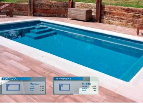 Piscina de Poliéster "COINPOL" Modelo PENINSULA 1 - Medidas 6.00 x 3.00 m / Prof. 1.40 m