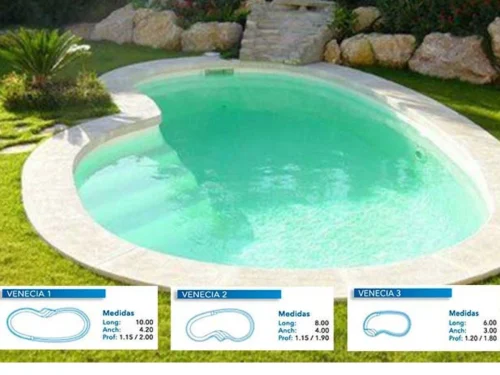 Piscina de Poliéster "COINPOL" Modelo VENECIA 1 - Medidas 10.00 x 4.20 m / Prof. 1.15/2.00 m